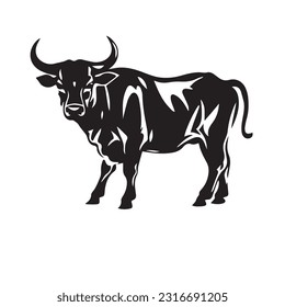 Bull black and white vector illustration