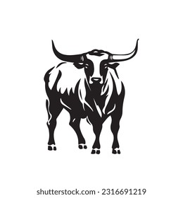 Bull black and white vector illustration