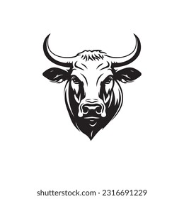 Bull black and white vector illustration