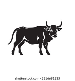 Bull black and white vector illustration