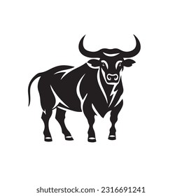 Bull black and white vector illustration