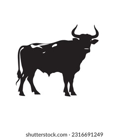 Bull black and white vector illustration