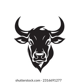 Bull black and white vector illustration