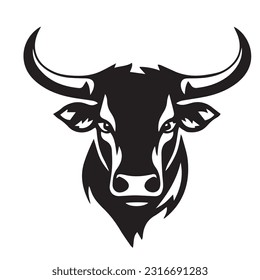 Bull black and white vector illustration