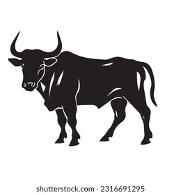 Bull black and white vector illustration