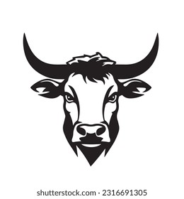 Bull black and white vector illustration
