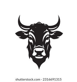 Bull black and white vector illustration