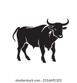 Bull black and white vector illustration