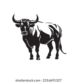 Bull black and white vector illustration