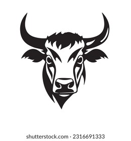 Bull black and white vector illustration