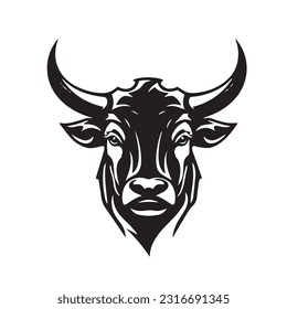 Bull black and white vector illustration