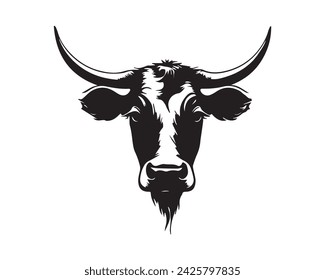 Bull black and white vector illustration. cow logo vector.