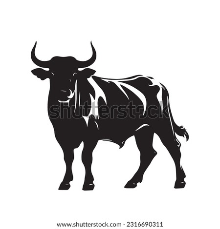 Bull black and white vector illustration