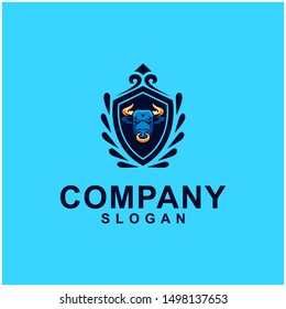 bull blue color logo design