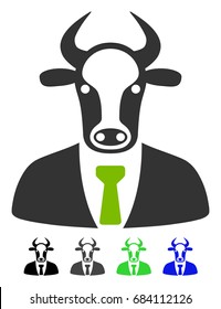 Bull Boss flat vector icon. Bull Boss icon with color versions.