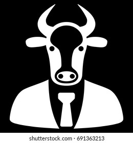 Bull Boss vector icon. Flat white symbol. Pictogram is isolated on a black background. Designed for web and software interfaces.