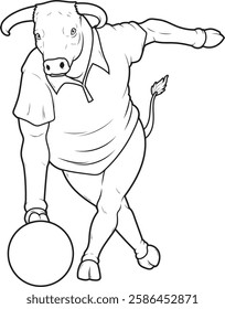 Bull Bowling Bowling ball Animal Vector Graphic Art Illustration