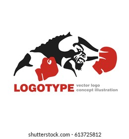 Bull Boxing gloves vector logo template creative illustration. Bull figure sign. fighter icon. Fitness sport symbol. Black and white insignia. Martial arts, fight club logo.
Vector illustration.