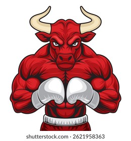 bull boxing mascot vector illustration design