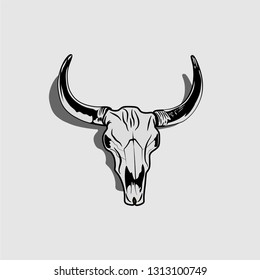 Bull or buffalo. Animals with horns. skull. vector. illustration