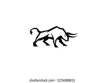 bull and buffalo attack with horns logo