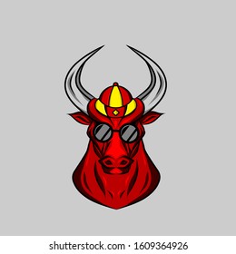 The bull buffalo cow head zodiac sign of Chinese logo on lunar new year