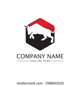 Bull buffalo head cow animal  mascot logo design vector for sport horn buffalo animal mammals head logo wild matador