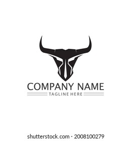 Bull and buffalo head cow animal  mascot logo design vector for sport horn buffalo animal mammals head logo wild matador