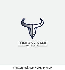 Bull buffalo head cow animal  mascot logo design vector for sport horn buffalo animal mammals head logo wild matador