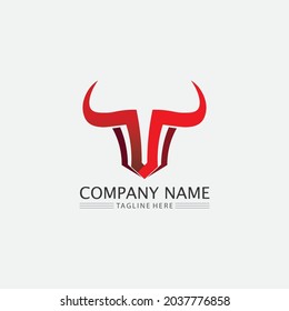 Bull buffalo head cow animal  mascot logo design vector for sport horn buffalo animal mammals head logo wild matador