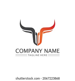 Bull and  buffalo head cow animal  mascot logo design vector for sport horn buffalo animal mammals head logo wild matador