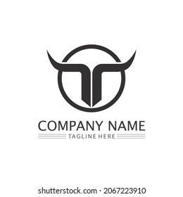 Bull and  buffalo head cow animal  mascot logo design vector for sport horn buffalo animal mammals head logo wild matador