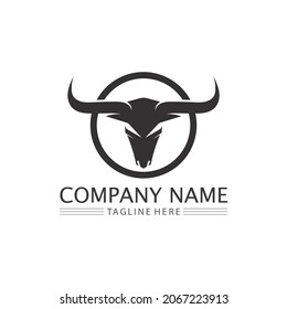 Bull and  buffalo head cow animal  mascot logo design vector for sport horn buffalo animal mammals head logo wild matador