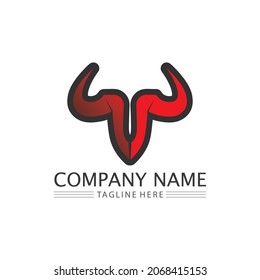 Bull and buffalo head cow animal  mascot logo design vector for sport horn buffalo animal mammals head logo wild matador