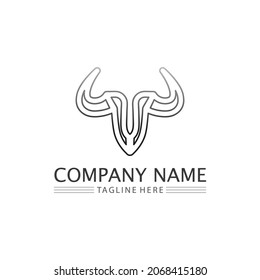 Bull and buffalo head cow animal  mascot logo design vector for sport horn buffalo animal mammals head logo wild matador