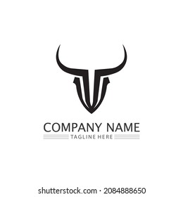 Bull and buffalo head cow animal  mascot logo design vector for sport horn buffalo animal mammals head logo wild matador