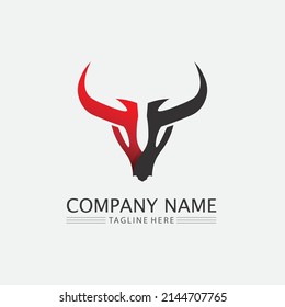 Bull and buffalo head cow animal  mascot logo design vector for sport horn buffalo animal mammals head logo wild matador