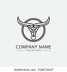 Bull and buffalo head cow animal  mascot logo design vector for sport horn buffalo animal mammals head logo wild matador