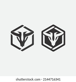 Bull and buffalo head cow animal  mascot logo design vector for sport horn buffalo animal mammals head logo wild matador