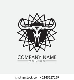 Bull and buffalo head cow animal  mascot logo design vector for sport horn buffalo animal mammals head logo wild matador