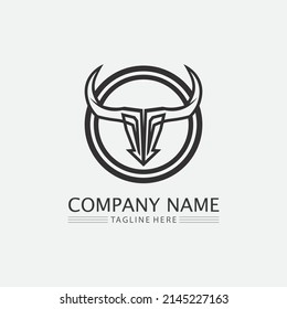 Bull and buffalo head cow animal  mascot logo design vector for sport horn buffalo animal mammals head logo wild matador
