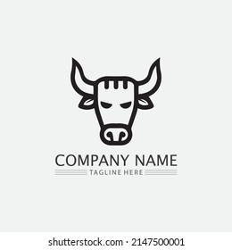 Bull and buffalo head cow animal  mascot logo design vector for sport horn buffalo animal mammals head logo wild matador