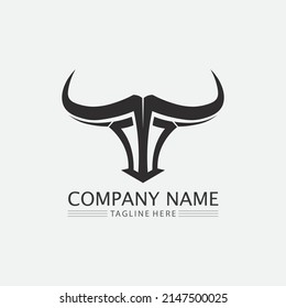 Bull and buffalo head cow animal  mascot logo design vector for sport horn buffalo animal mammals head logo wild matador