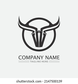 Bull and buffalo head cow animal  mascot logo design vector for sport horn buffalo animal mammals head logo wild matador