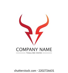 Bull and buffalo head cow animal  mascot logo design vector for sport horn buffalo animal mammals head logo wild matador