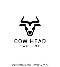 Bull and buffalo head cow animal mascot logo design with free vector Template.