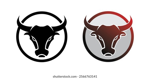 Bull and buffalo head cow animal mascot logo design vector