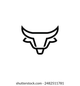 Bull Buffalo head Icon in minimal modern futuristic black in white. Animal logo template for strong zoo technology gym sport brand