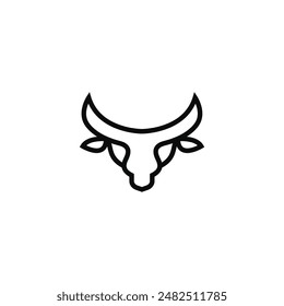 Bull Buffalo head Icon in minimal modern futuristic black in white. Animal logo template for strong zoo technology gym sport brand