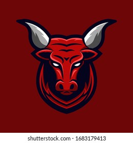 Bull buffalo head mascot logo design vector tempate for sport